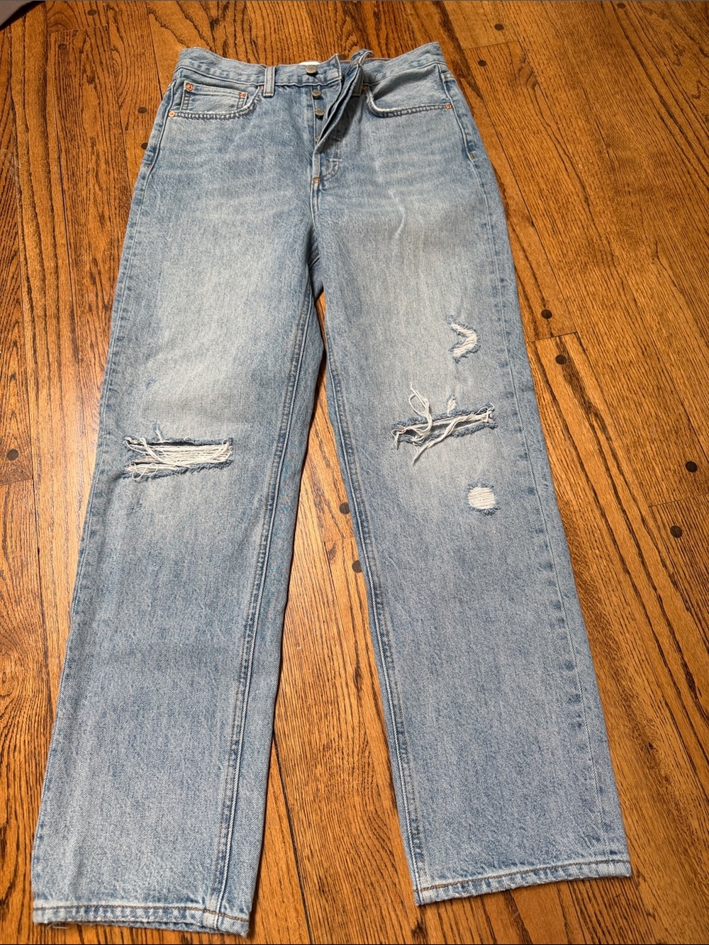 Denim Forum sz 26 The Bonet High Rise Loose Jean 100% Organic Cotton distressed